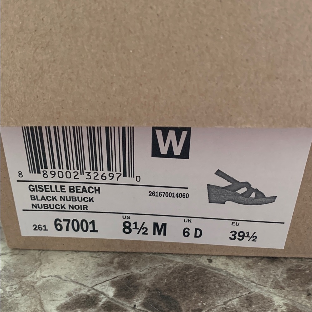 Clarks Black Nubuck Giselle Beach Wedge Sandal – Size 8.5M - Picture 12 of 13